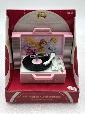 2012 Disney Princesses Pink Record Player Musical Lighting Animated Centerpiece